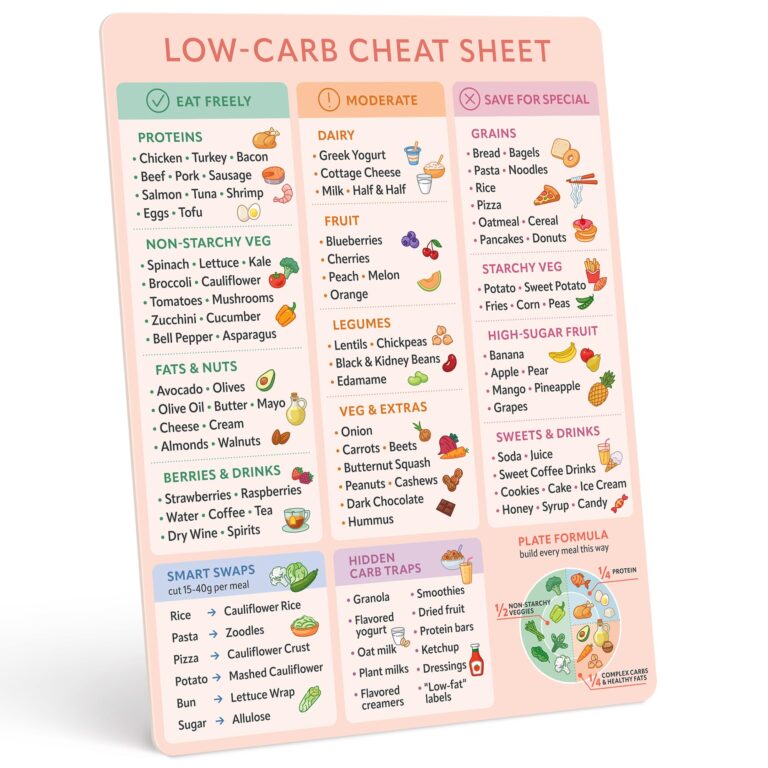 Low Carb Food List Fridge Magnet